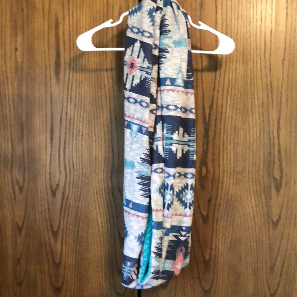 Aztec and teel lace, two-sided, circle scarf!